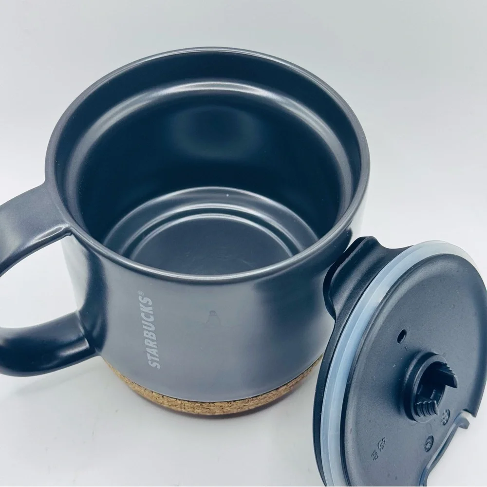 Starbucks STARBUCKS 2016 Brown Ceramic CORK BOTTOM Coffee MUG w/TRAVEL LID 12oz. - Picture 3 of 9